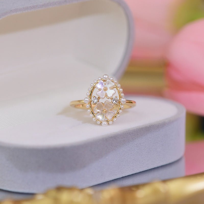 Muschel-Blumen-Ring-Set