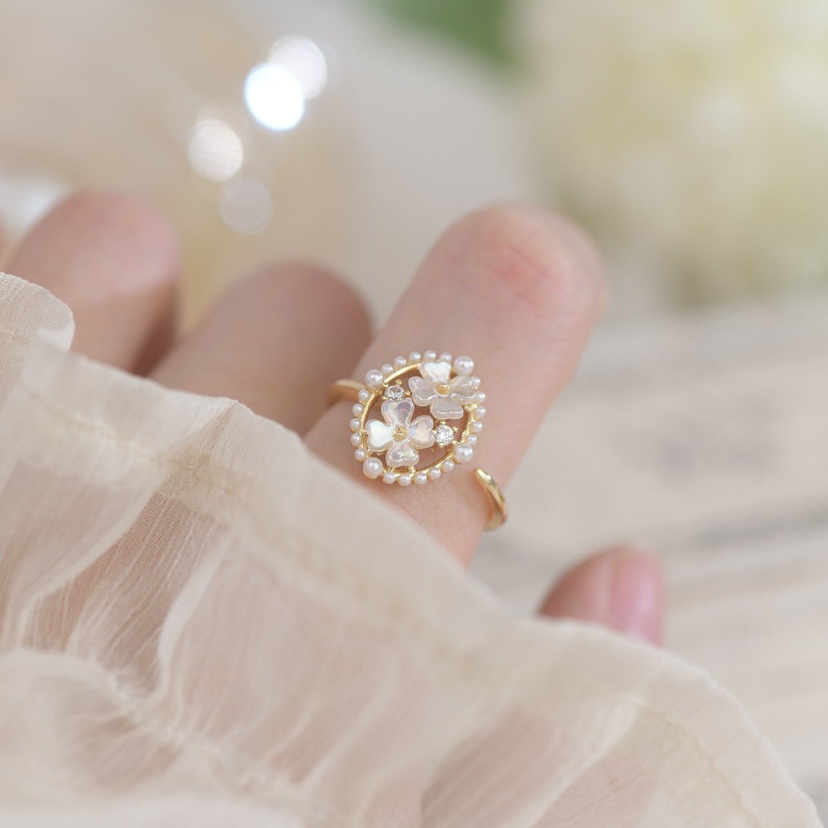 Muschel-Blumen-Ring-Set