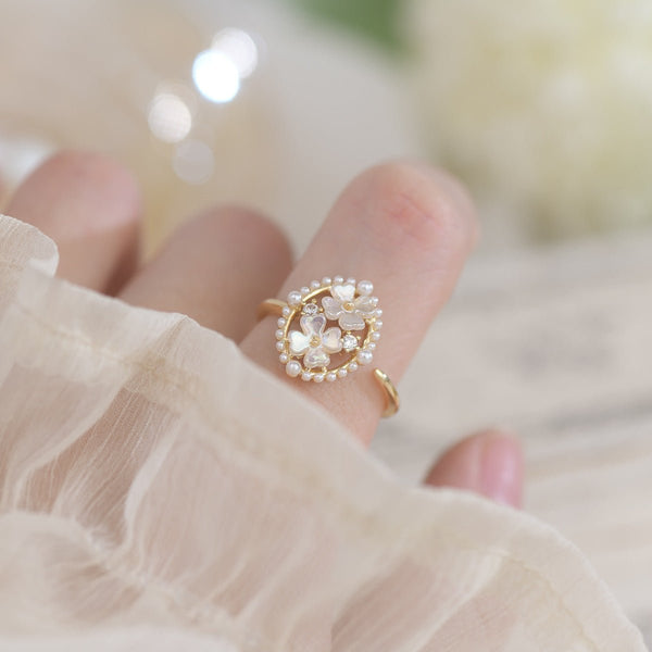 Muschel-Blumen-Ring-Set