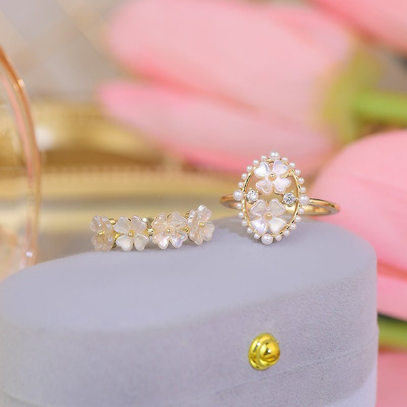 Muschel-Blumen-Ring-Set