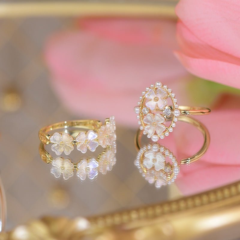 Muschel-Blumen-Ring-Set