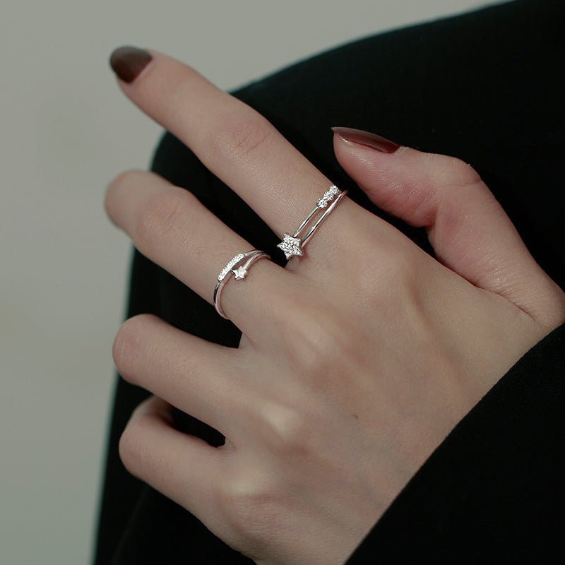 Sternschnuppenring – 2 Stile (massives Silber)