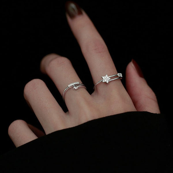 Sternschnuppenring – 2 Stile (massives Silber)