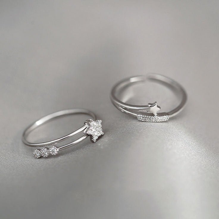 Sternschnuppenring – 2 Stile (massives Silber)