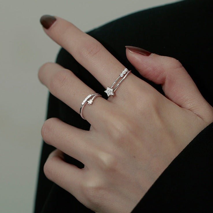 Sternschnuppenring – 2 Stile (massives Silber)