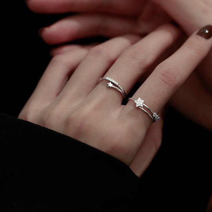 Sternschnuppenring – 2 Stile (massives Silber)