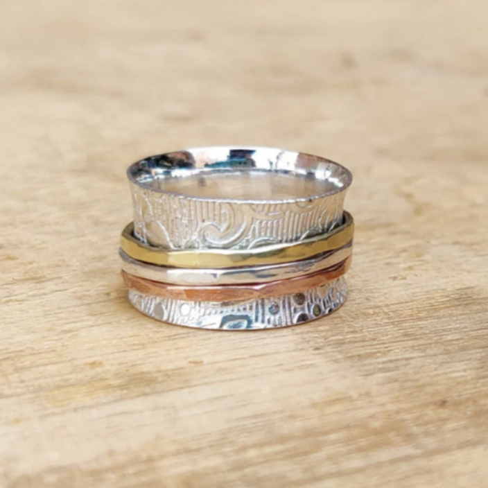 Drehring aus Silber und Messing