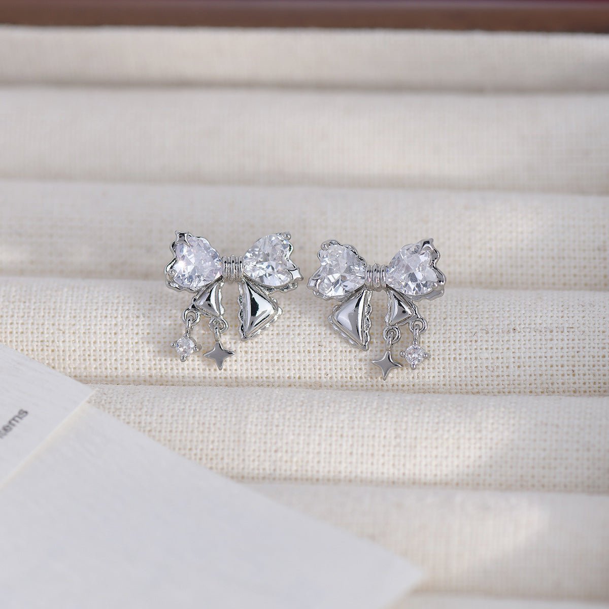 Silberne Schleifenohrringe (Rosa/Klar) - Caroline