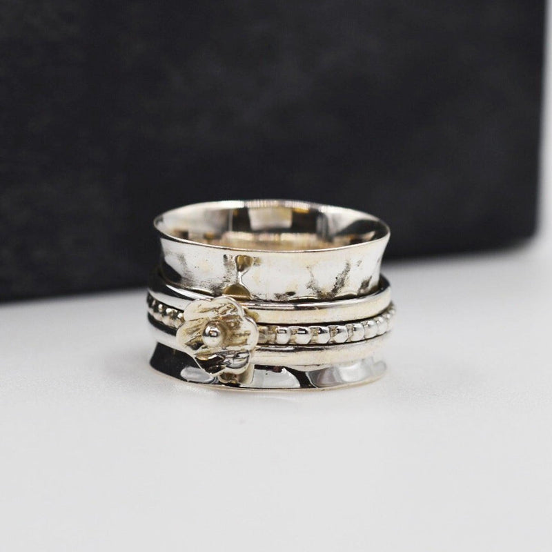 Silberner Blumen-Drehring