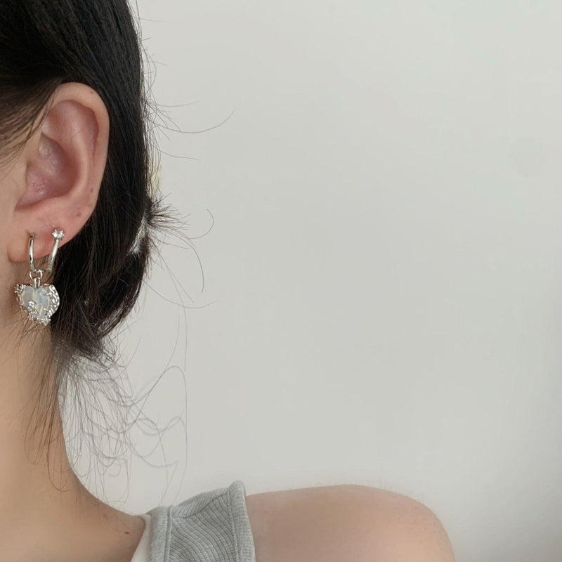 [Musterverkauf] Silberne Herzkollektion (Ohrringe/Ring)