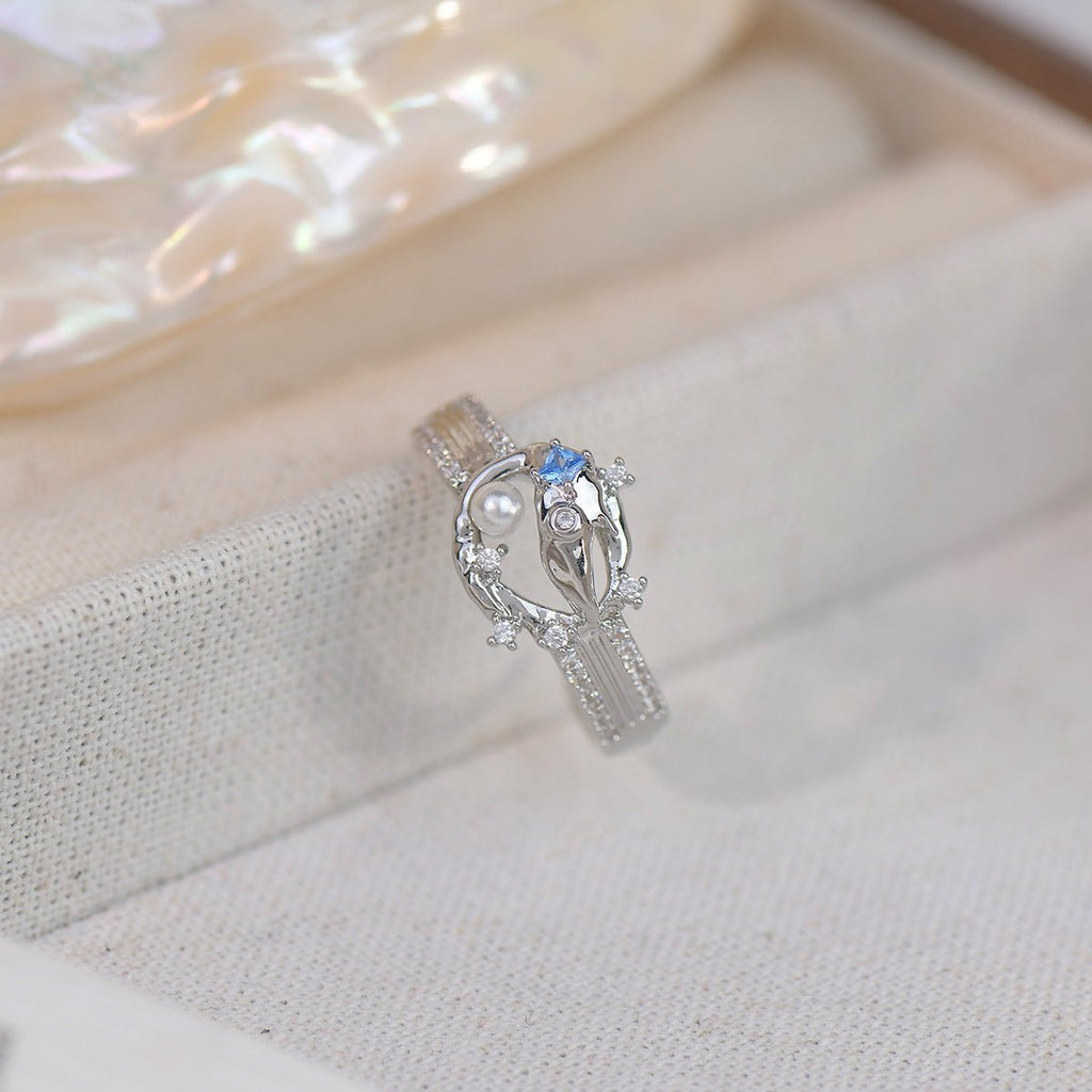 Silbernes Lava-Ring-Set