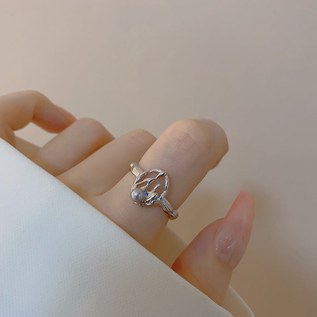 Silbernes Lava-Ring-Set