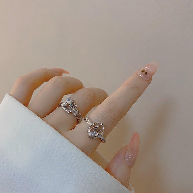 Silbernes Lava-Ring-Set