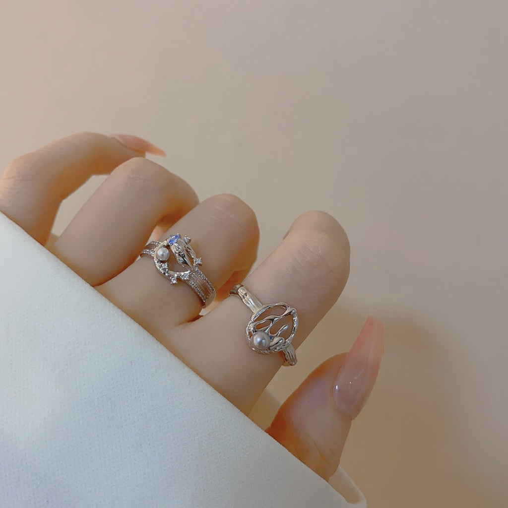 Silbernes Lava-Ring-Set