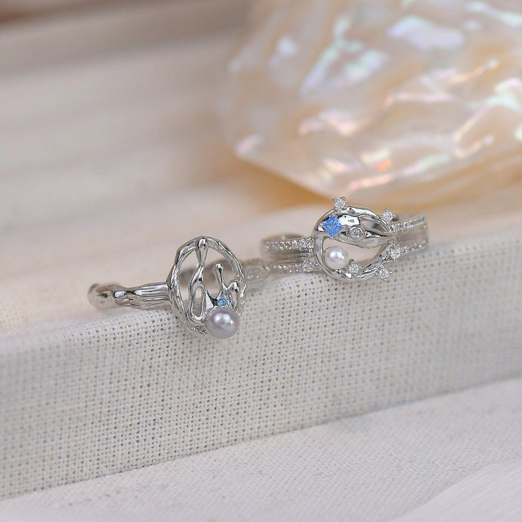 Silbernes Lava-Ring-Set