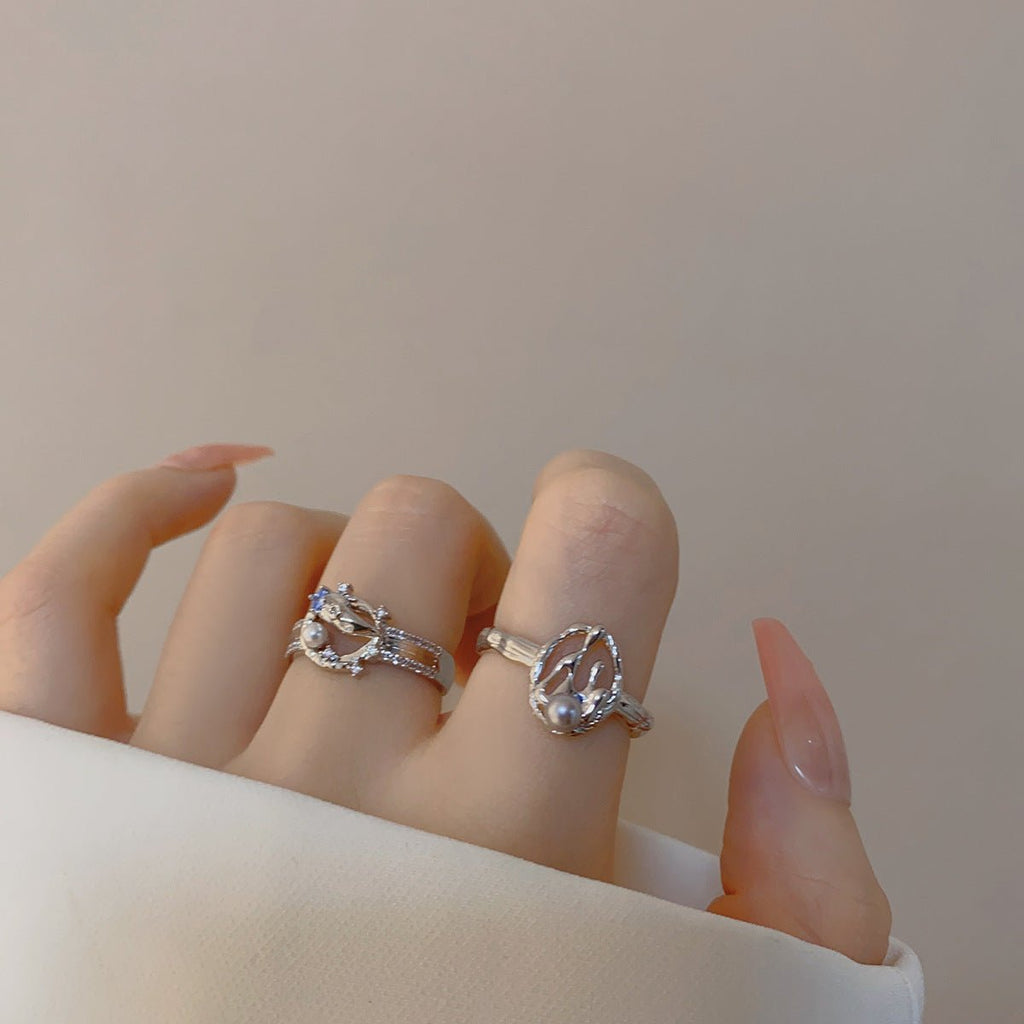 Silbernes Lava-Ring-Set