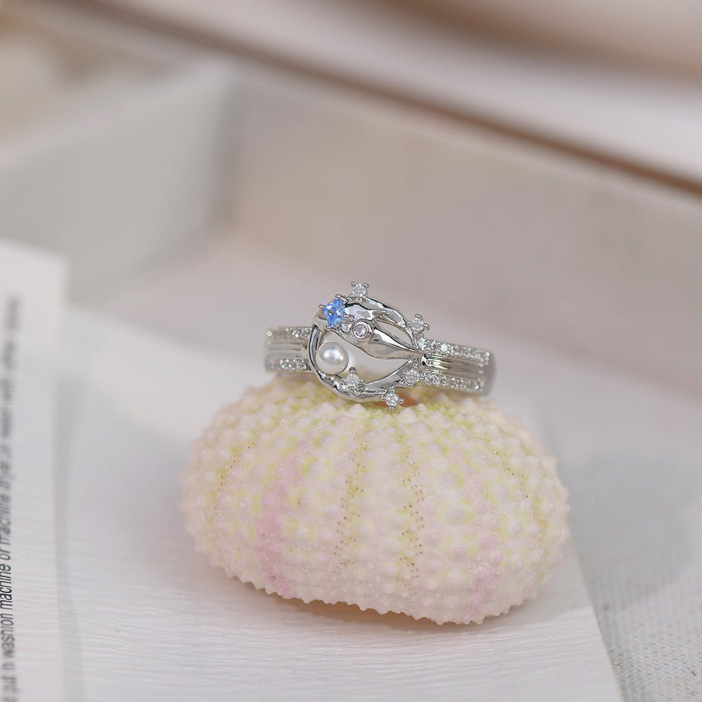 Silbernes Lava-Ring-Set