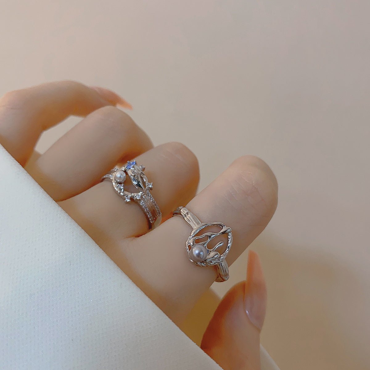 Silbernes Lava-Ring-Set