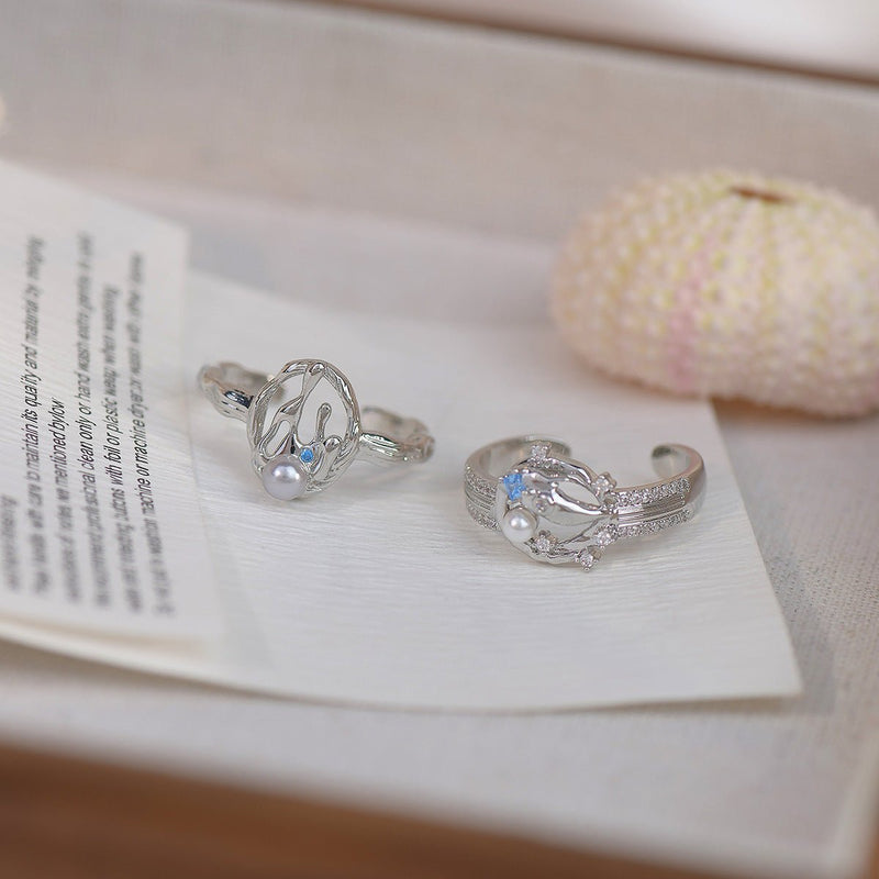 Silbernes Lava-Ring-Set