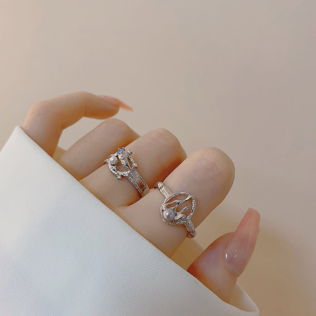 Silbernes Lava-Ring-Set