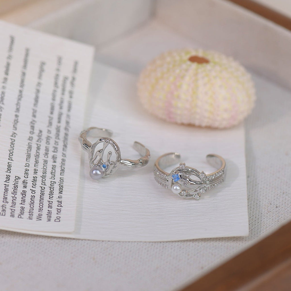 Silbernes Lava-Ring-Set