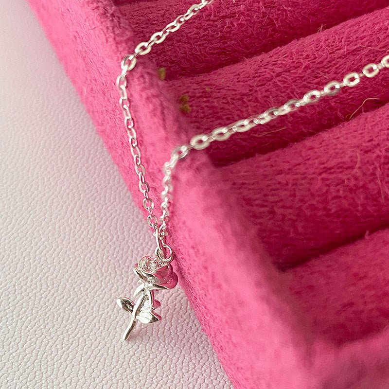 Silberne Rosenhalskette (massives Silber)