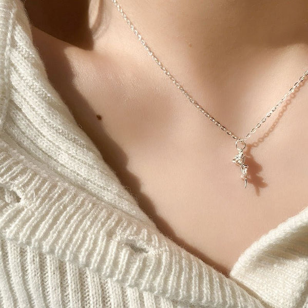 Silberne Rosenhalskette (massives Silber)