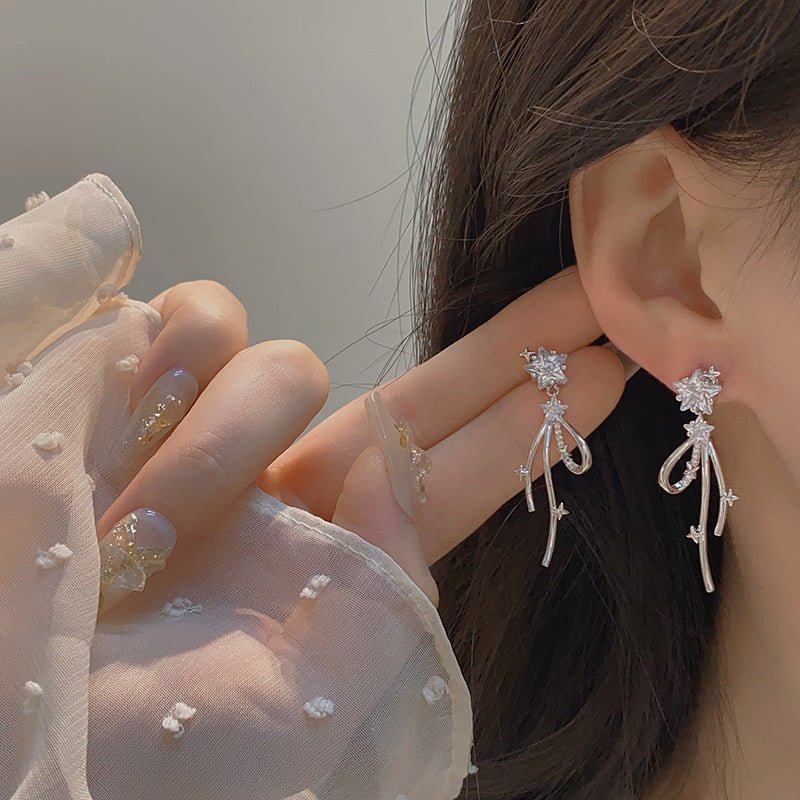 Silberne Stern-Tropfen-Ohrringe