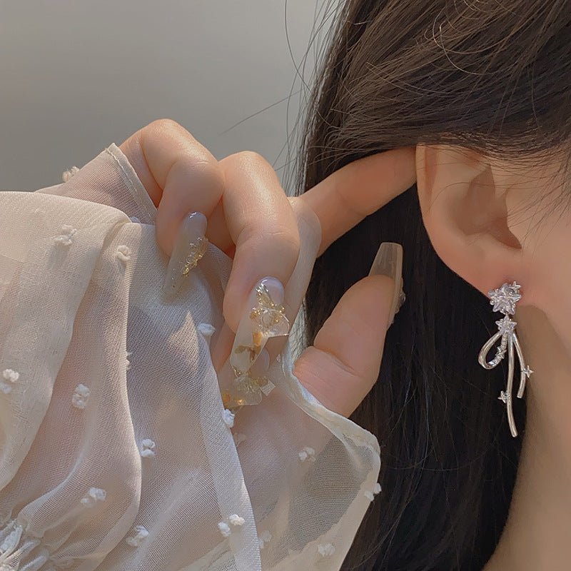 Silberne Stern-Tropfen-Ohrringe