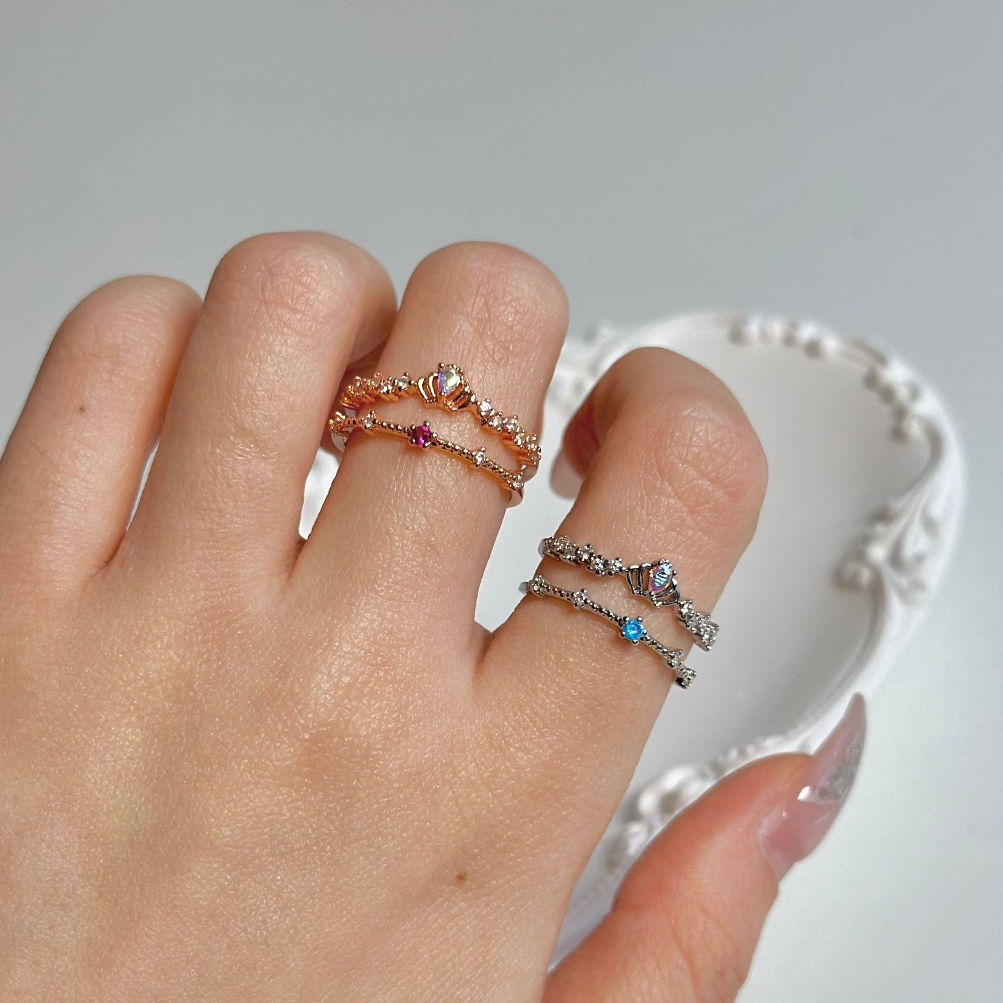 Silberner Tiara-Ring - Valentina