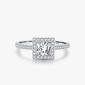 Quadratischer Halo Sparkle Solitärring