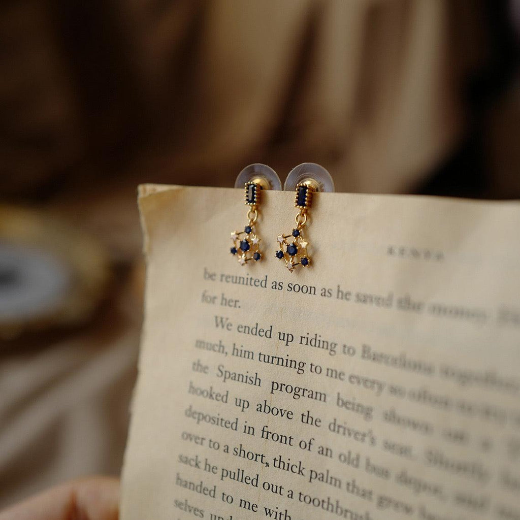 Sternohrringe (Blau/Grün) (Massivsilber)