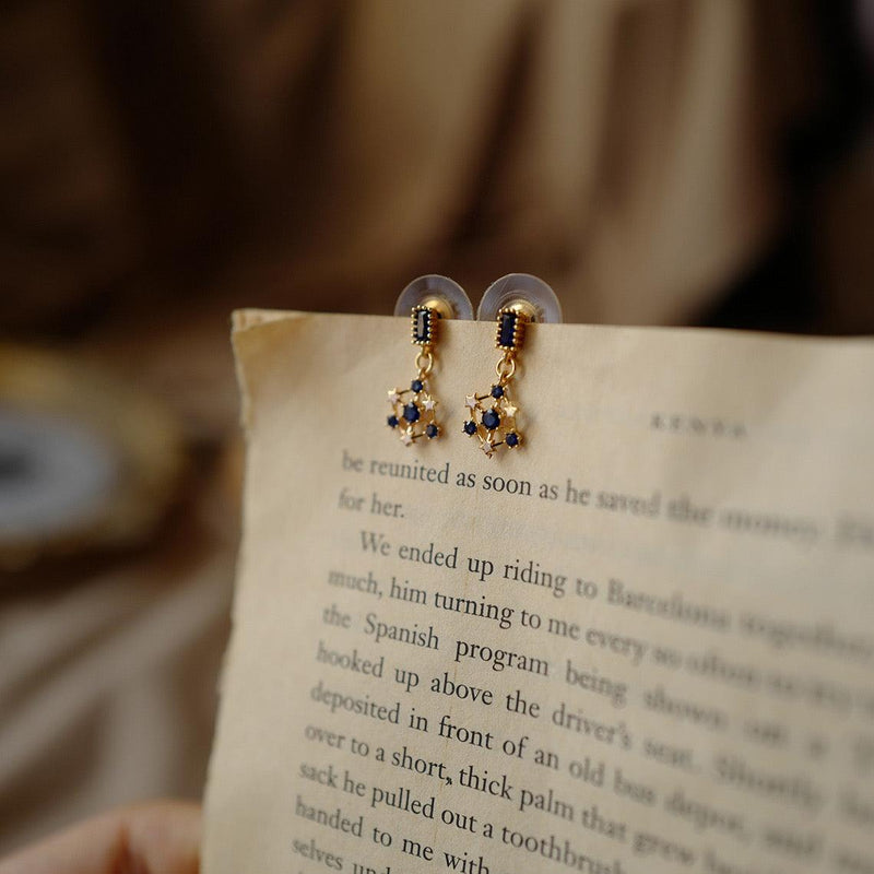 Sternohrringe (Blau/Grün) (Massivsilber)