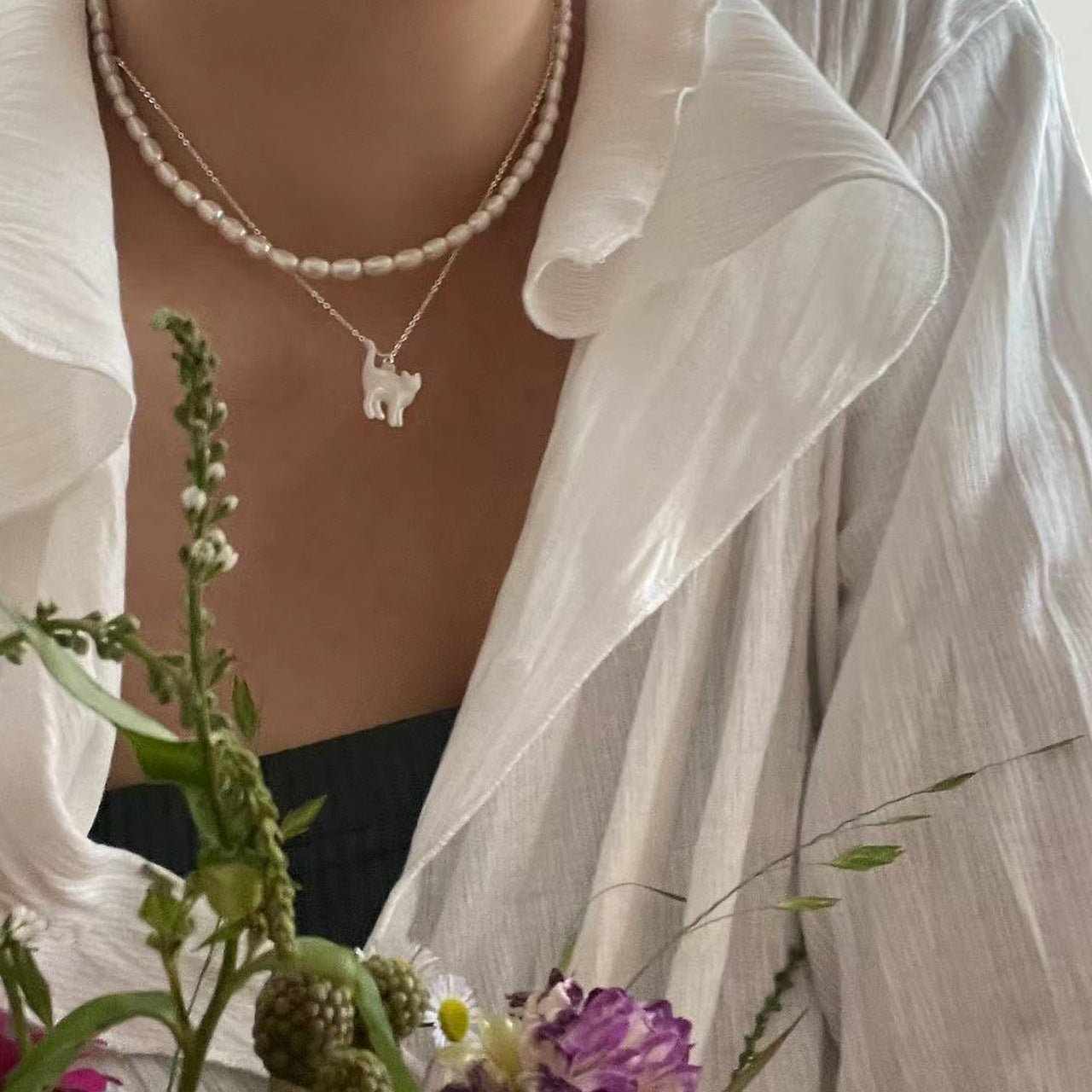 Die Katzenhalskette (massives Silber)