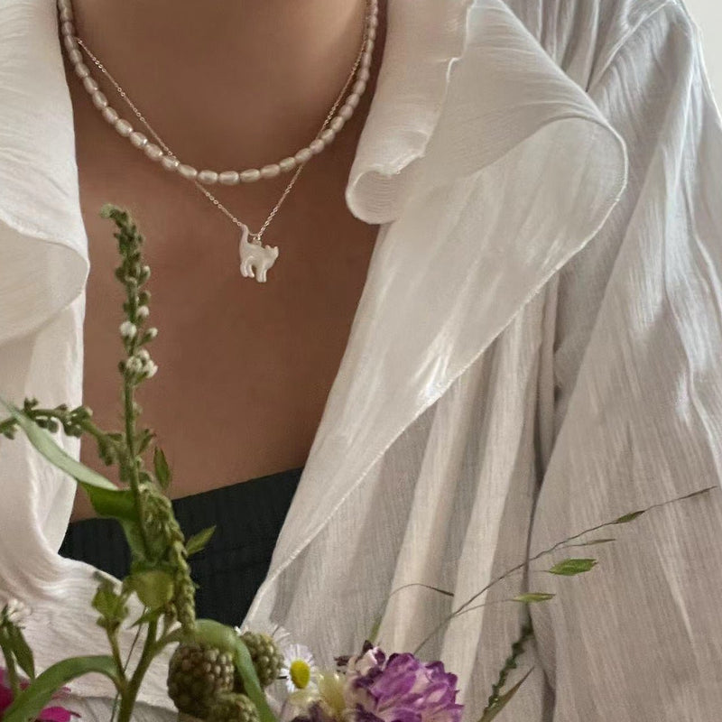 Die Katzenhalskette (massives Silber)