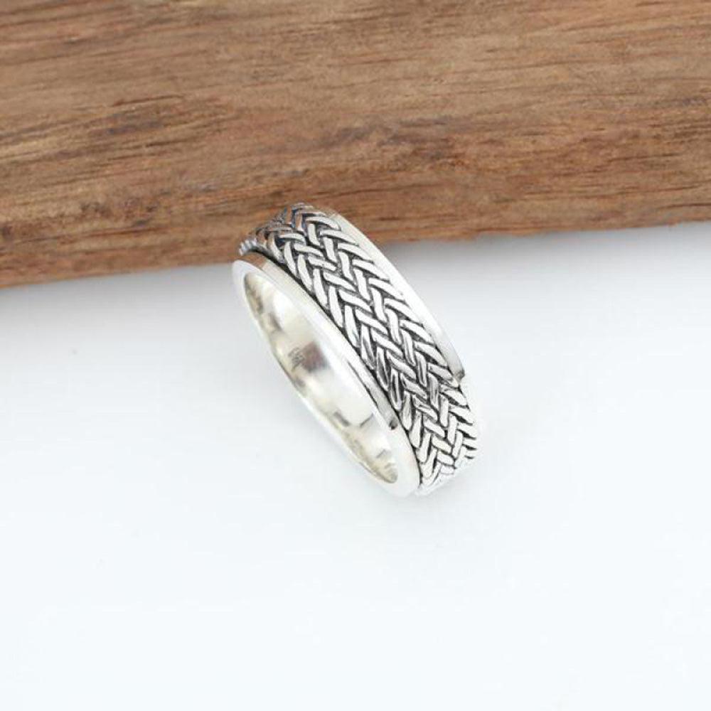 Tibetischer Silber Seil Spinner Ring