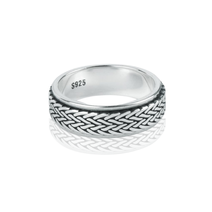 Tibetischer Silber Seil Spinner Ring