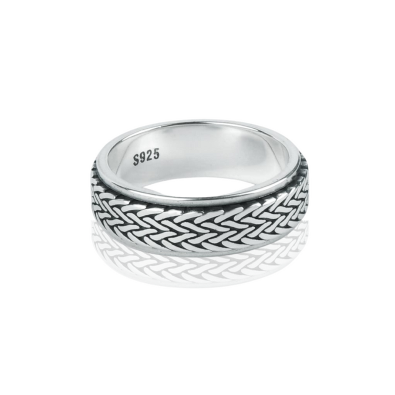 Tibetischer Silber Seil Spinner Ring