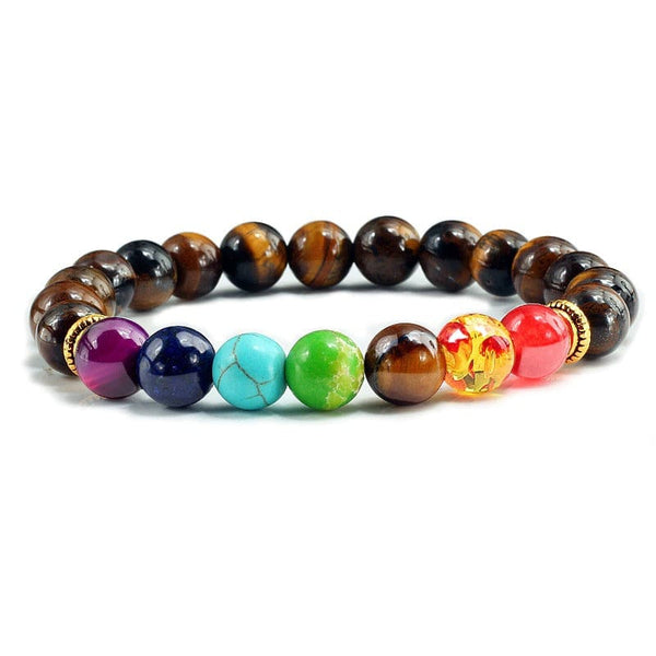 Tigerauge 7 Chakra Armband