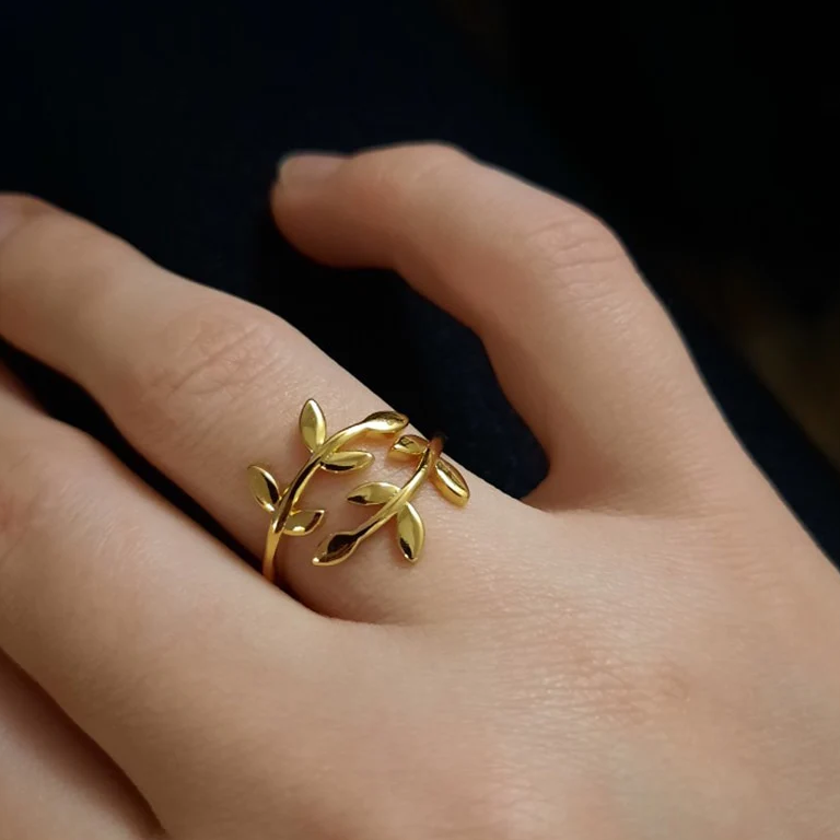 Chavri - Blattförmig-künstlerischer Ring