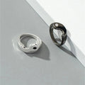 Yin und Yang Balance Strass Akzent Paar Ringe