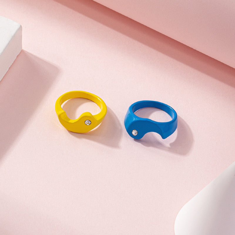 Yin und Yang Balance Strass Akzent Paar Ringe