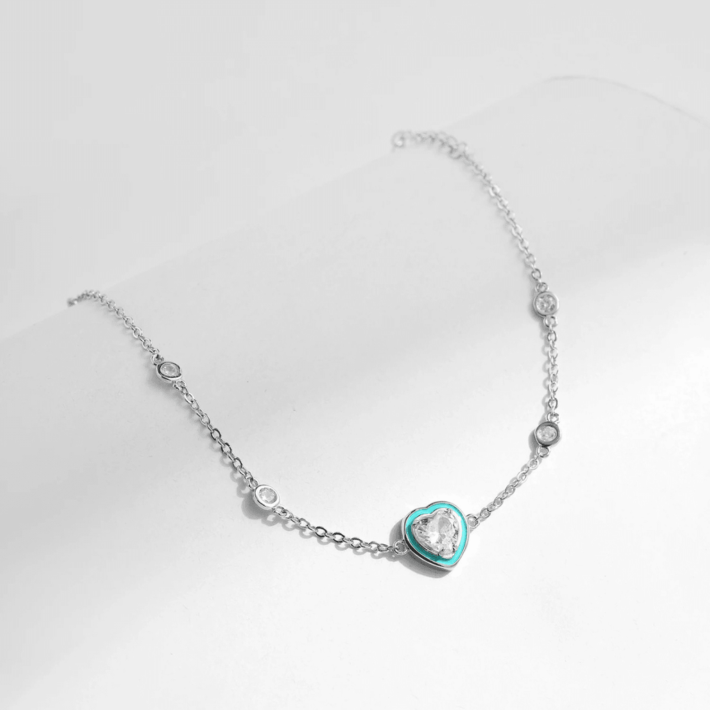 Türkises Halo Herz Charm Armband