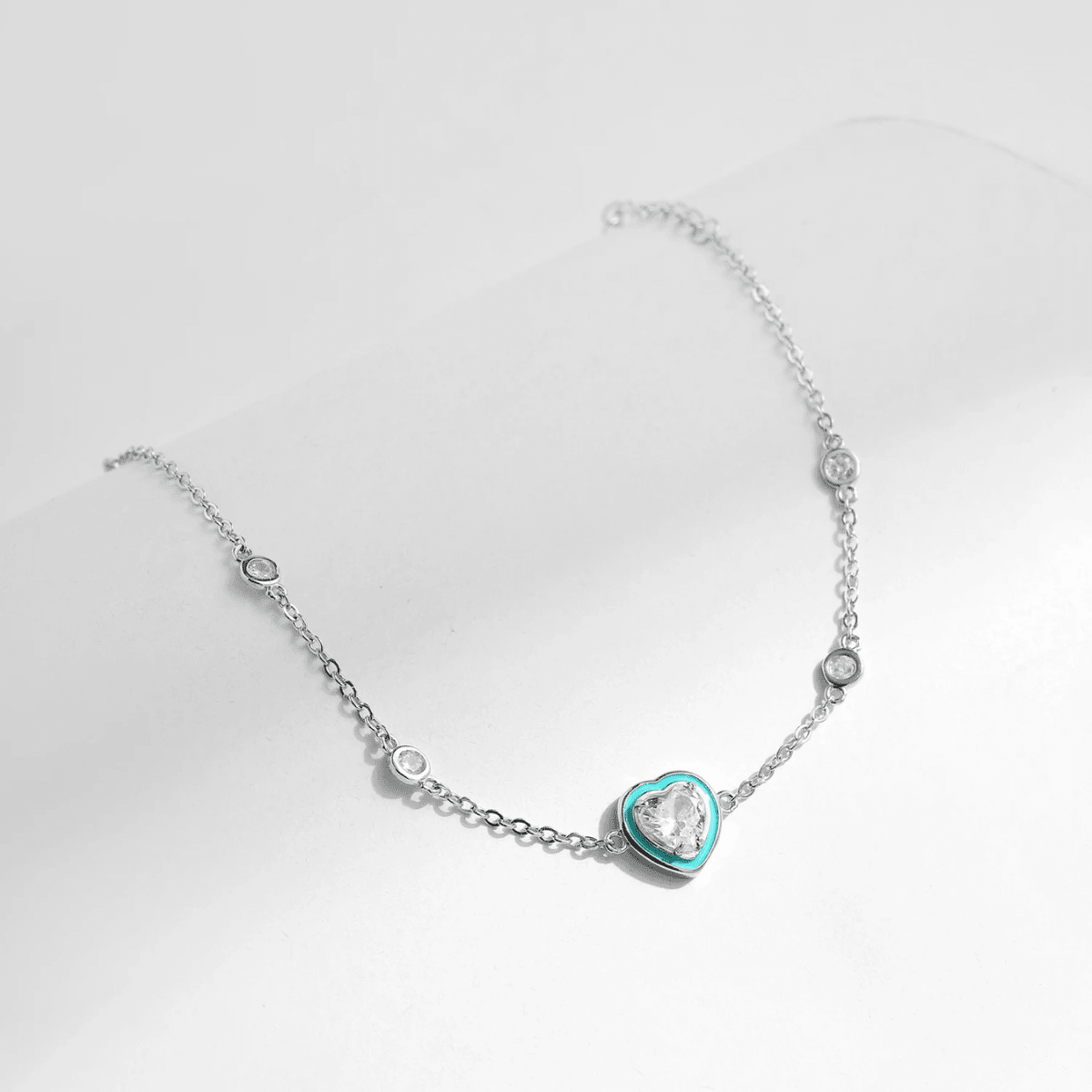 Türkises Halo Herz Charm Armband