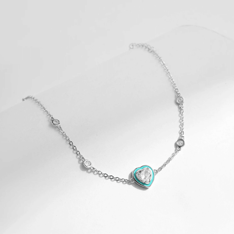 Türkises Halo Herz Charm Armband