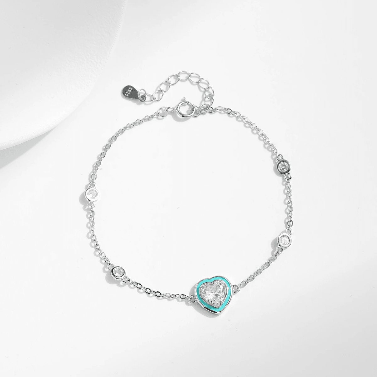 Türkises Halo Herz Charm Armband