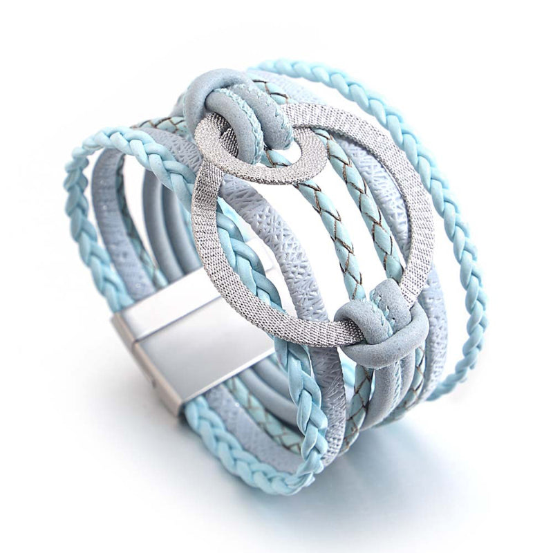 Mehrlagige Boho-Armbänder mit runder Schnalle