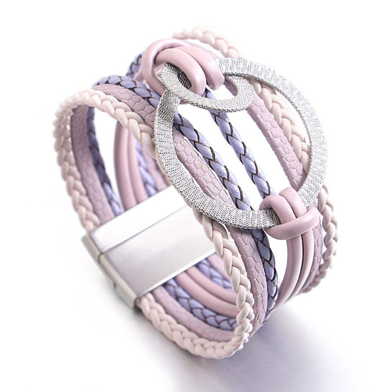 Mehrlagige Boho-Armbänder mit runder Schnalle