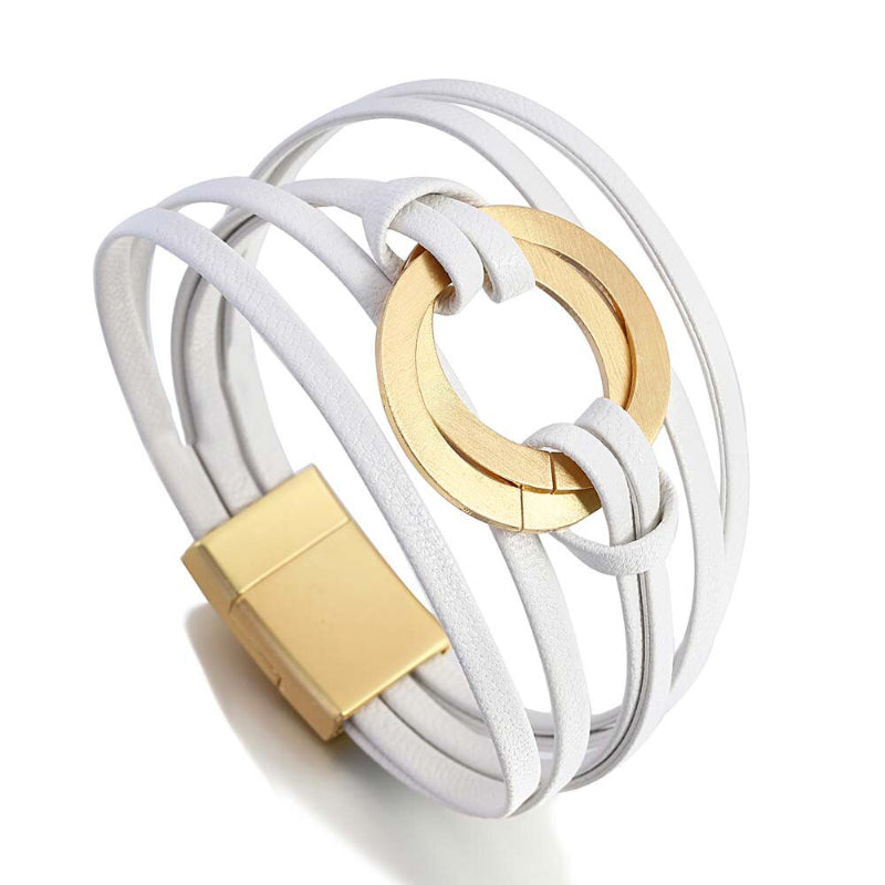 Mehrlagige Boho-Armbänder mit runder Schnalle