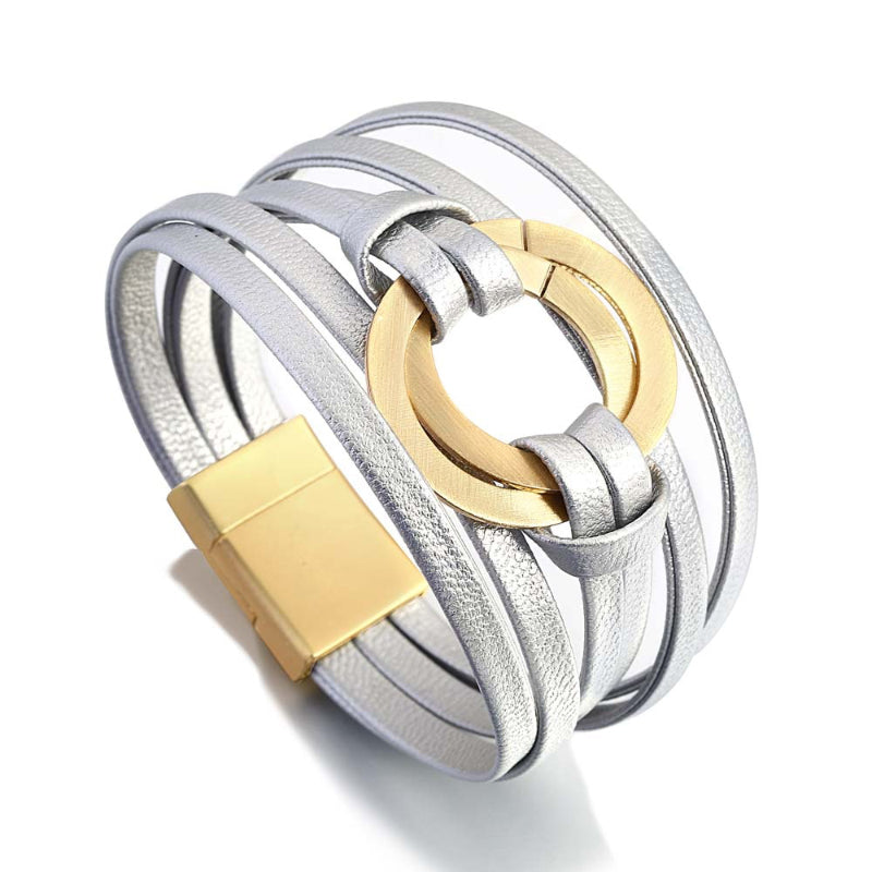 Mehrlagige Boho-Armbänder mit runder Schnalle